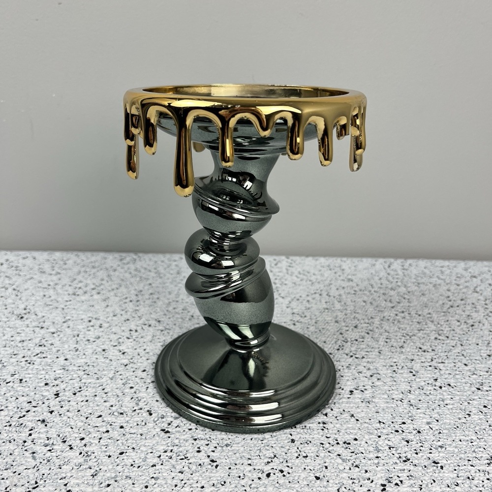 Bath and Body Works 2021‎ Halloween Candle Holder Tilted Pillar Melting Metallic